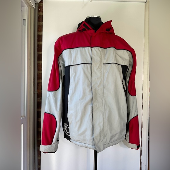 H&M L.O.G.G. Sport Men’s Red /khaki Winter Coat Hooded Parka Size XL - Picture 1 of 6